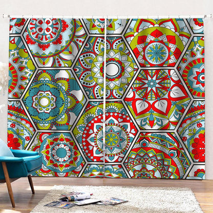Oriental Mandala Bohemian Pattern Print Pencil Pleat Curtains