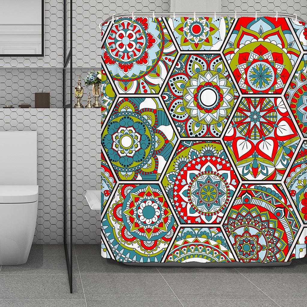 Oriental Mandala Bohemian Pattern Print Polyester Shower Curtain