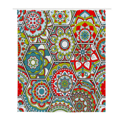 Oriental Mandala Bohemian Pattern Print Polyester Shower Curtain