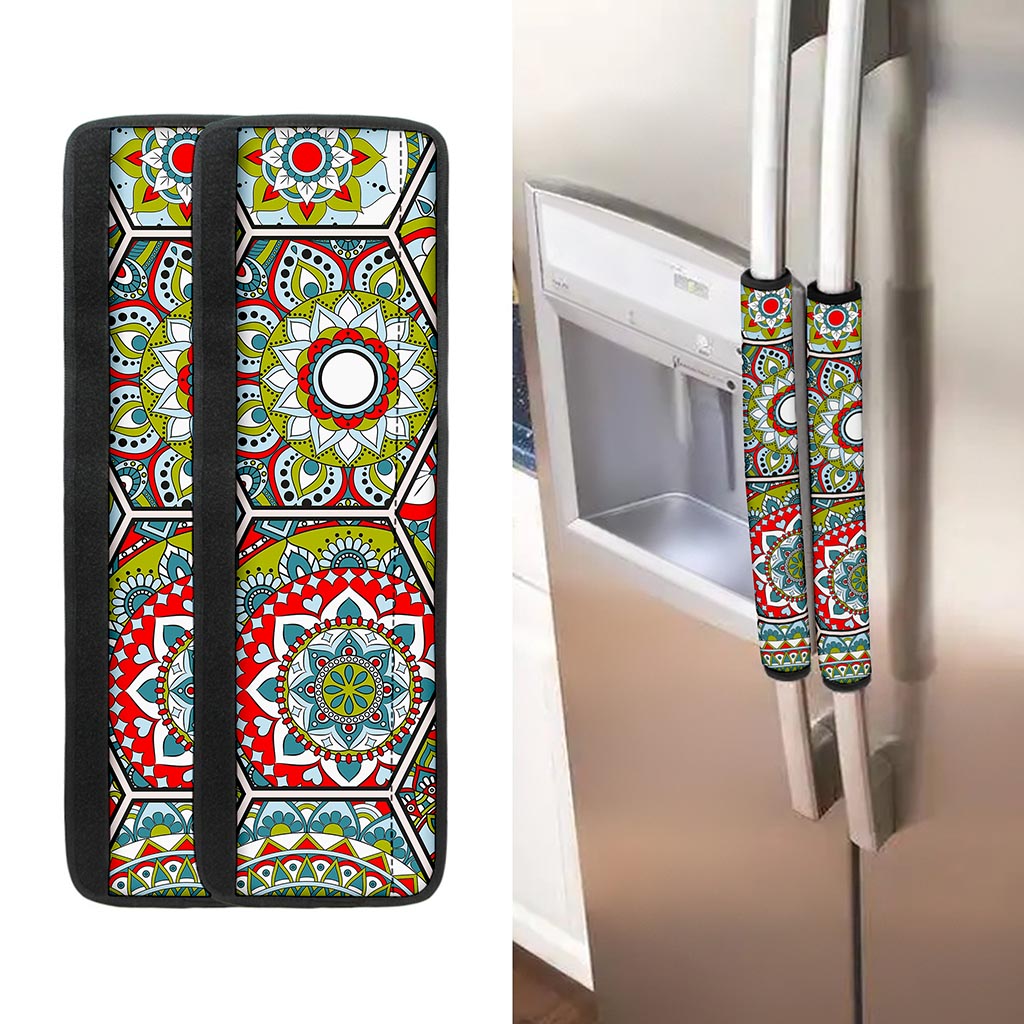 Oriental Mandala Bohemian Pattern Print Refrigerator Handle Covers