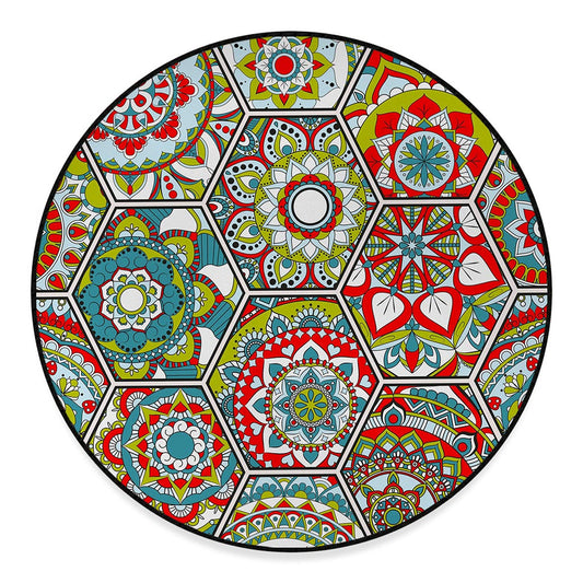 Oriental Mandala Bohemian Pattern Print Round Floor Mat