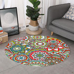 Oriental Mandala Bohemian Pattern Print Round Rug
