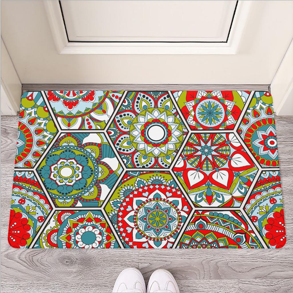 Oriental Mandala Bohemian Pattern Print Rubber Doormat