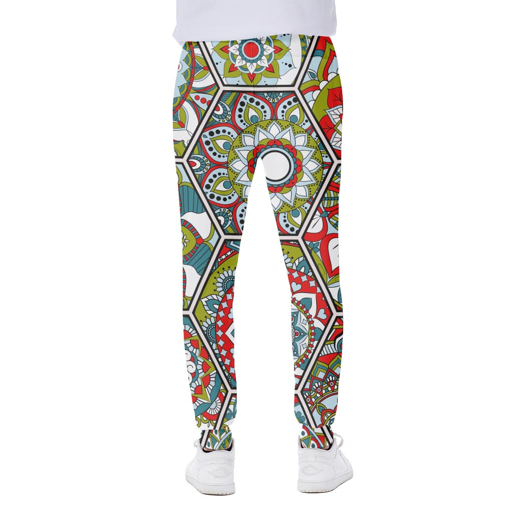 Oriental Mandala Bohemian Pattern Print Scuba Joggers