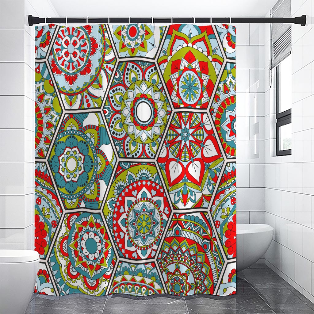 Oriental Mandala Bohemian Pattern Print Shower Curtain