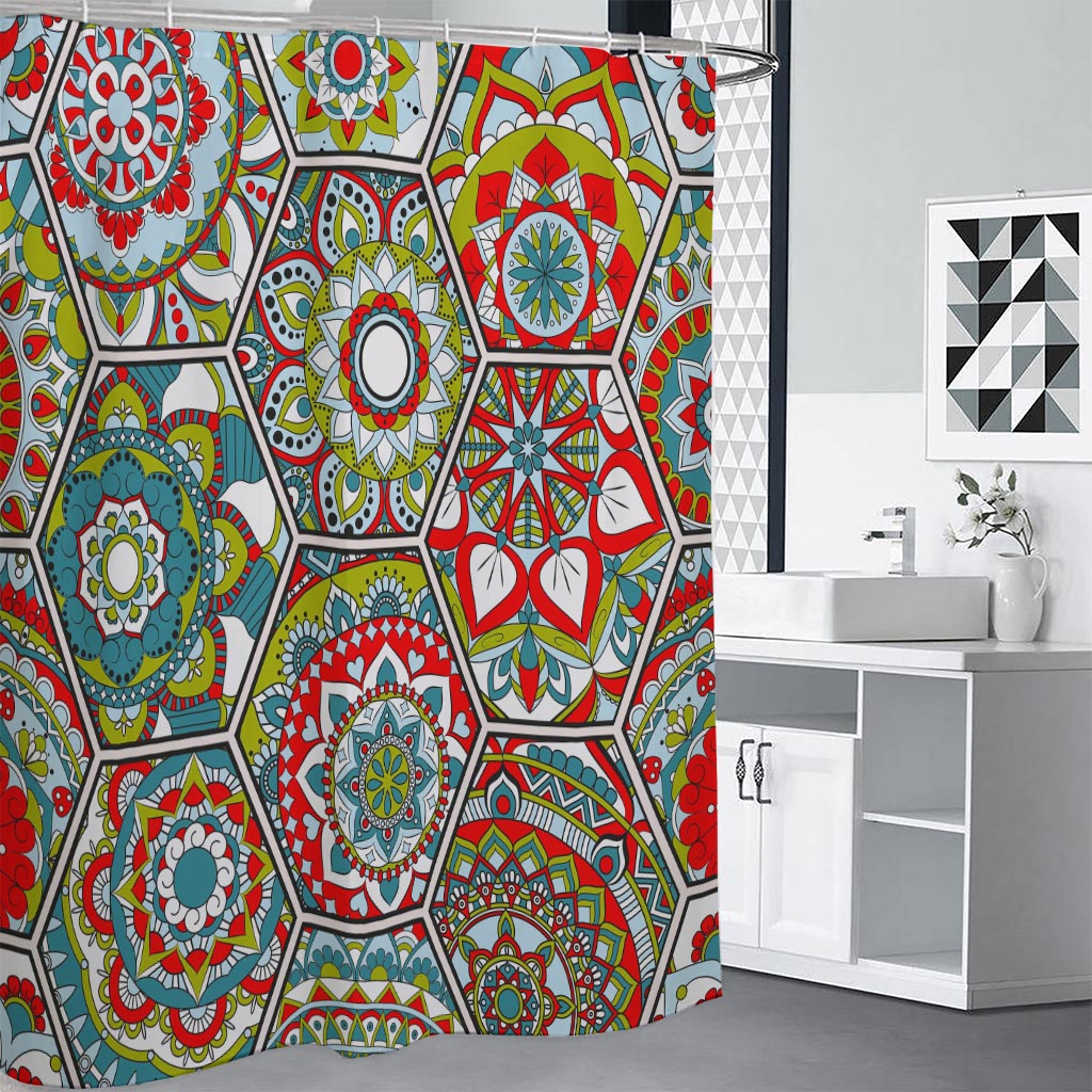 Oriental Mandala Bohemian Pattern Print Shower Curtain