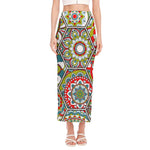 Oriental Mandala Bohemian Pattern Print Side Slit Maxi Skirt