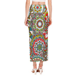 Oriental Mandala Bohemian Pattern Print Side Slit Maxi Skirt