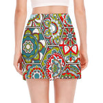 Oriental Mandala Bohemian Pattern Print Side Slit Mini Skirt