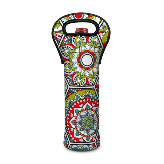 Oriental Mandala Bohemian Pattern Print Single Neoprene Wine Tote