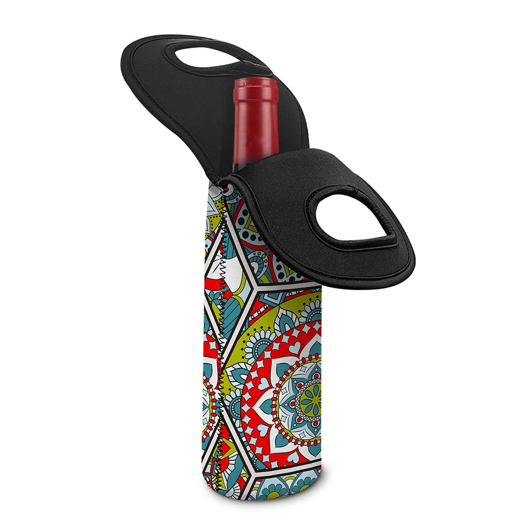 Oriental Mandala Bohemian Pattern Print Single Neoprene Wine Tote