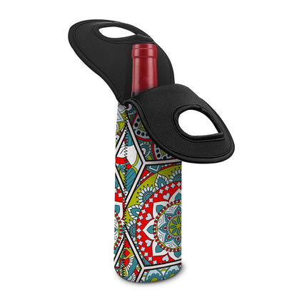 Oriental Mandala Bohemian Pattern Print Single Neoprene Wine Tote