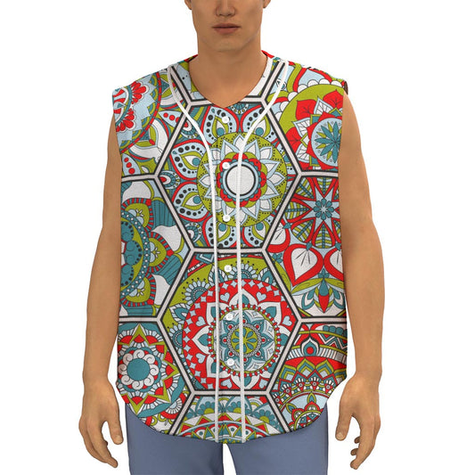 Oriental Mandala Bohemian Pattern Print Sleeveless Baseball Jersey