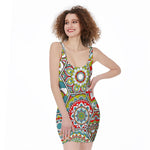 Oriental Mandala Bohemian Pattern Print Sleeveless Bodycon Dress
