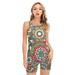 Oriental Mandala Bohemian Pattern Print Sleeveless One Piece Swimsuit