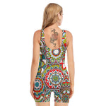 Oriental Mandala Bohemian Pattern Print Sleeveless One Piece Swimsuit