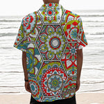 Oriental Mandala Bohemian Pattern Print Textured Short Sleeve Shirt