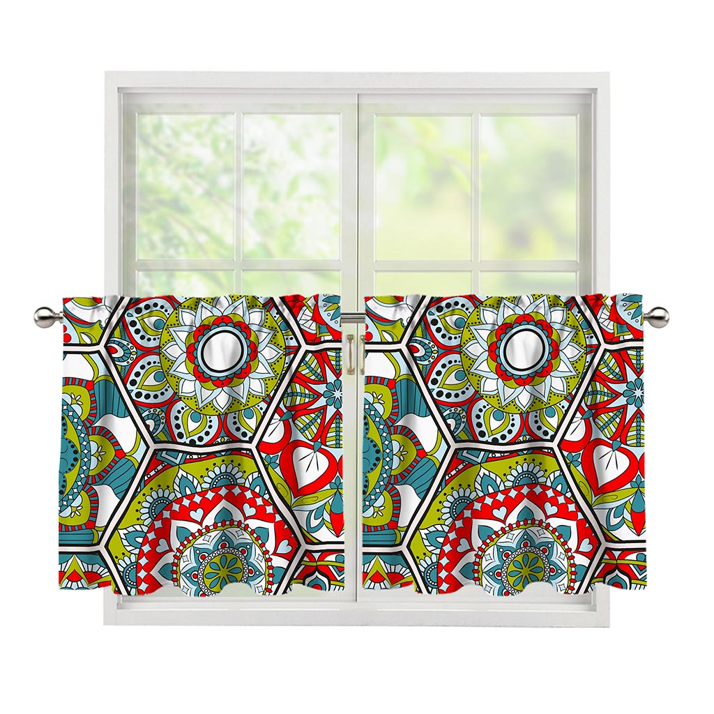 Oriental Mandala Bohemian Pattern Print Tier Curtains