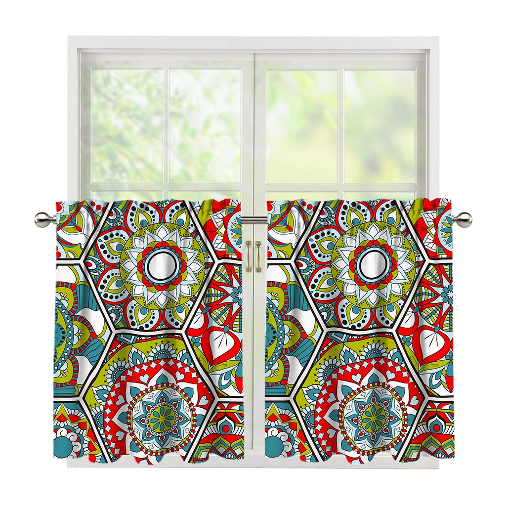 Oriental Mandala Bohemian Pattern Print Tier Curtains