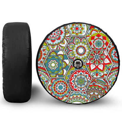 Oriental Mandala Bohemian Pattern Print Tire Cover With Camera Hole