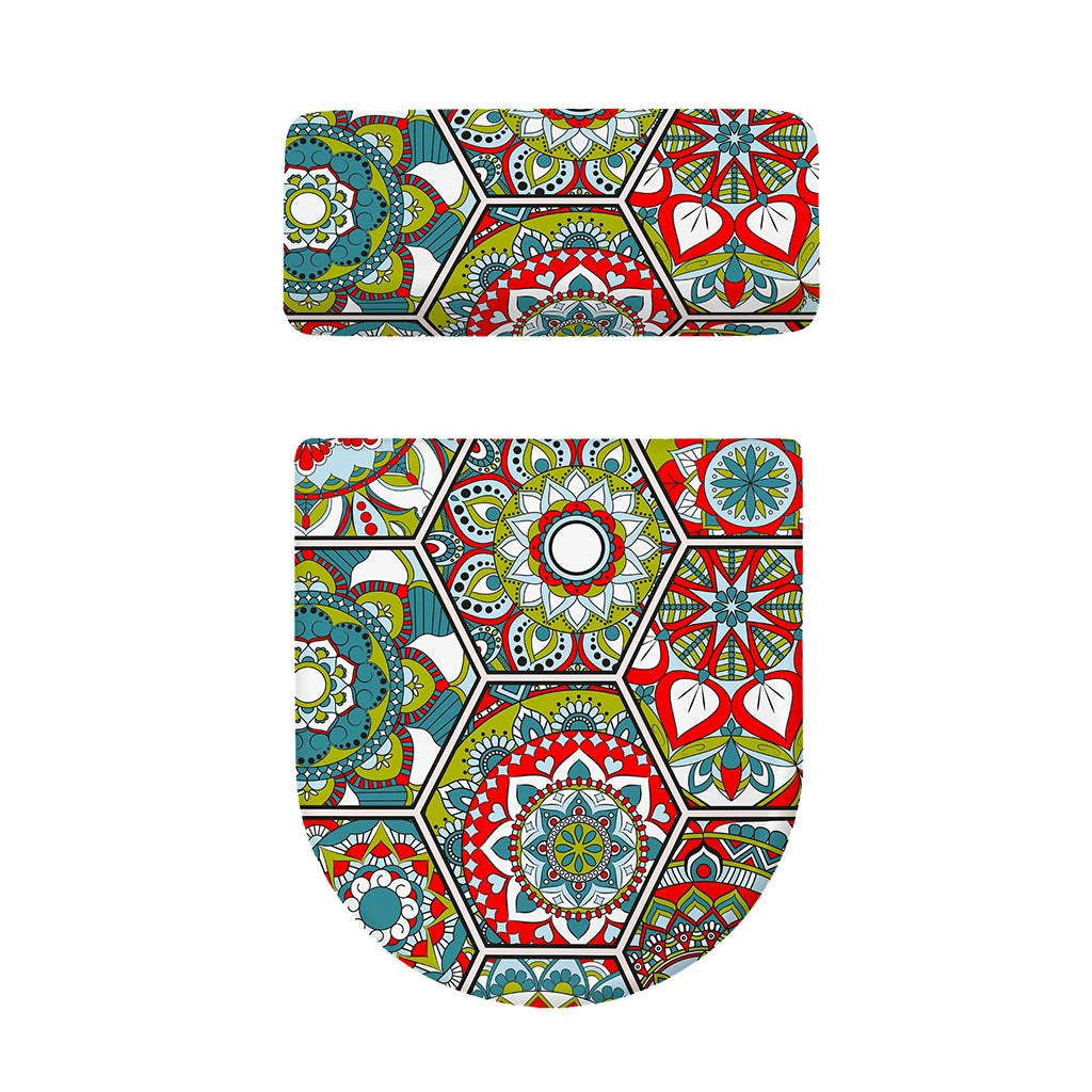 Oriental Mandala Bohemian Pattern Print Toilet Lid And Tank Cover Set