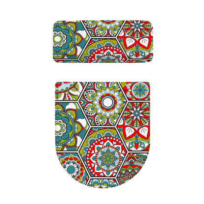 Oriental Mandala Bohemian Pattern Print Toilet Lid And Tank Cover Set