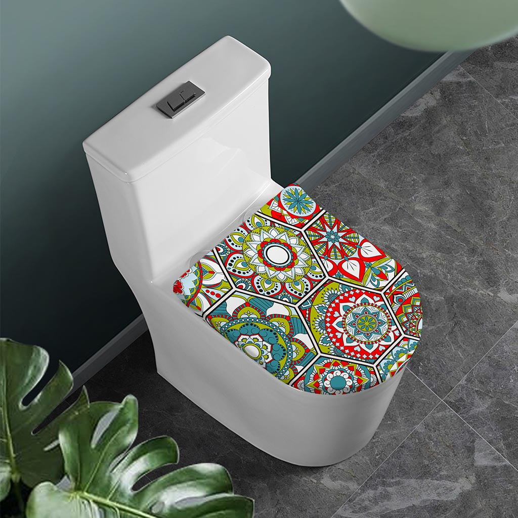 Oriental Mandala Bohemian Pattern Print Toilet Lid Cover
