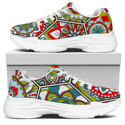 Oriental Mandala Bohemian Pattern Print White Chunky Shoes