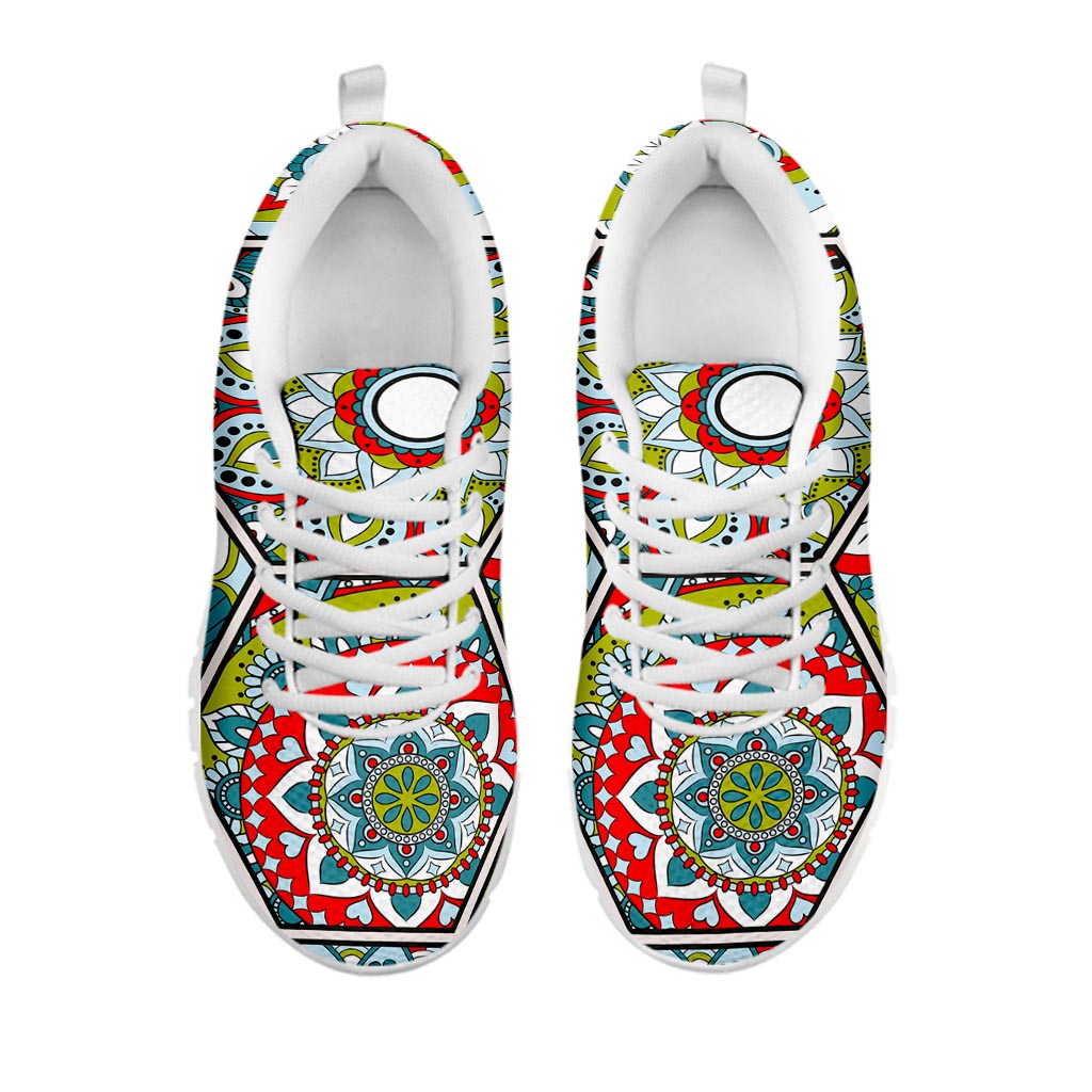 Oriental Mandala Bohemian Pattern Print White Running Shoes