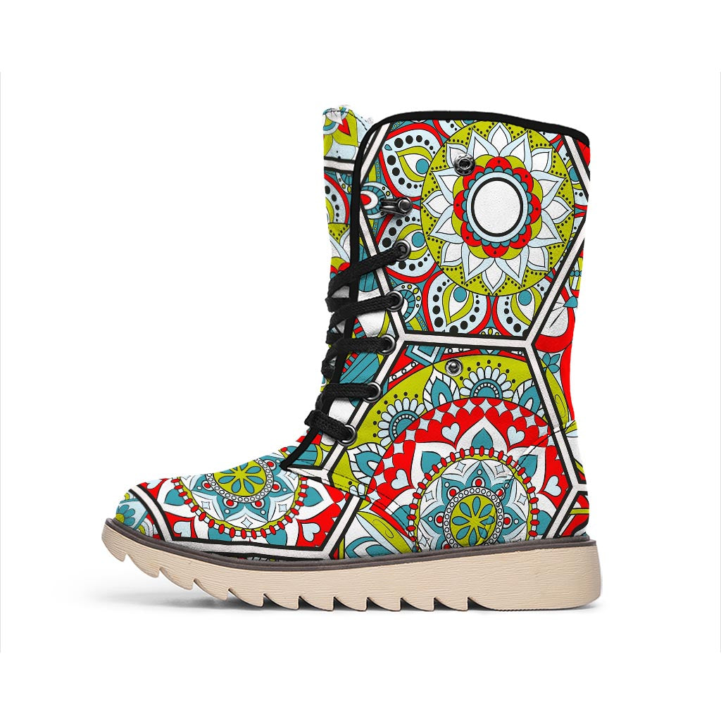 Oriental Mandala Bohemian Pattern Print Winter Boots