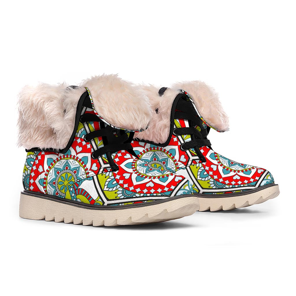 Oriental Mandala Bohemian Pattern Print Winter Boots