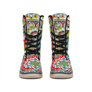 Oriental Mandala Bohemian Pattern Print Winter Boots