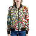 Oriental Mandala Bohemian Pattern Print Women's Bomber Jacket