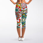 Oriental Mandala Bohemian Pattern Print Women's Capri Leggings