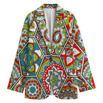 Oriental Mandala Bohemian Pattern Print Women's Cotton Blazer