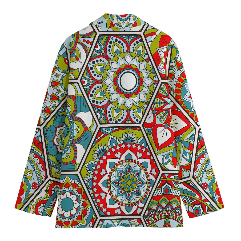 Oriental Mandala Bohemian Pattern Print Women's Cotton Blazer