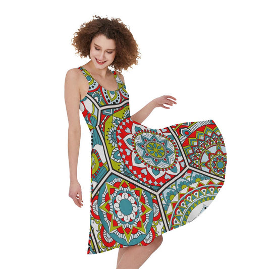 Oriental Mandala Bohemian Pattern Print Women's Sleeveless Dress
