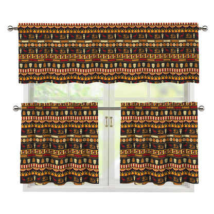 Ornament Egyptian Pattern Print 3 Piece Kitchen Curtains