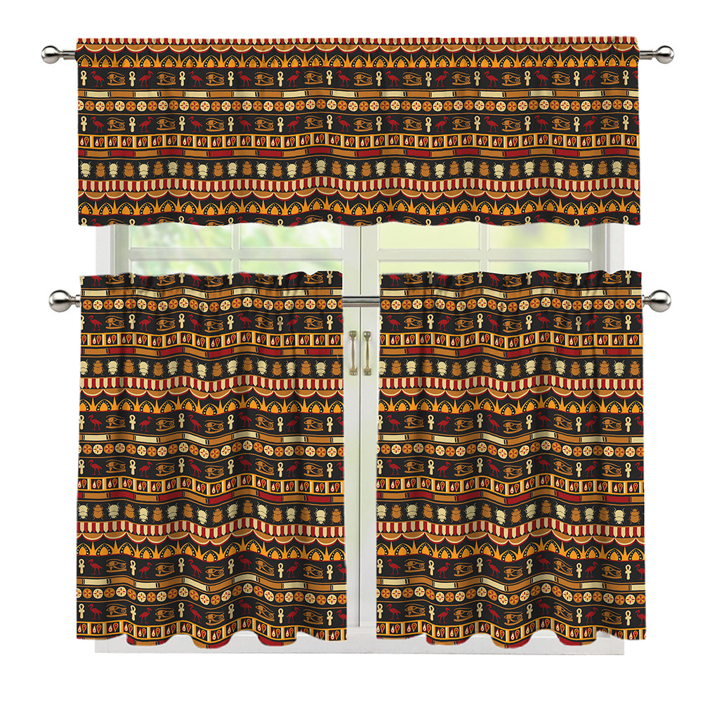 Ornament Egyptian Pattern Print 3 Piece Kitchen Curtains