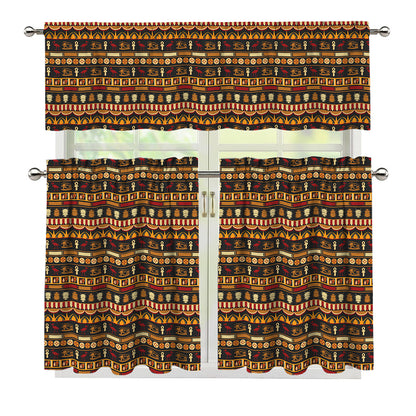 Ornament Egyptian Pattern Print 3 Piece Kitchen Curtains