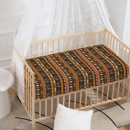 Ornament Egyptian Pattern Print Baby Crib Sheet