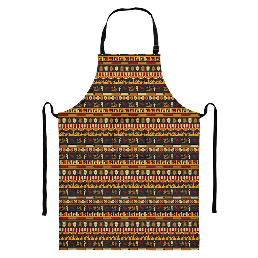 Ornament Egyptian Pattern Print Bib Apron With Pocket