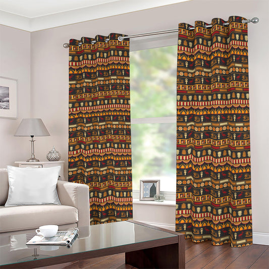 Ornament Egyptian Pattern Print Blackout Grommet Curtains