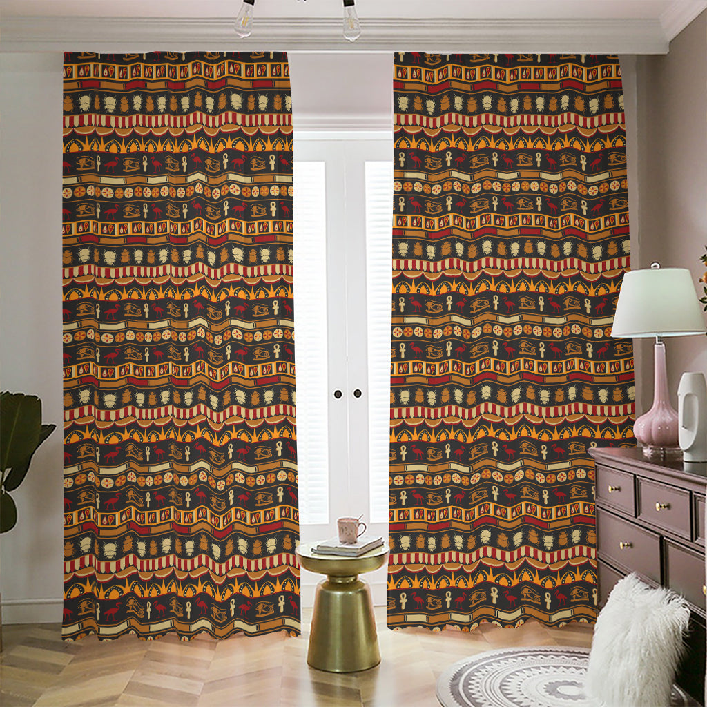 Ornament Egyptian Pattern Print Blackout Pencil Pleat Curtains