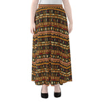 Ornament Egyptian Pattern Print Chiffon Maxi Skirt