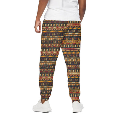 Ornament Egyptian Pattern Print Cotton Pants