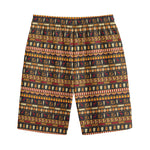 Ornament Egyptian Pattern Print Cotton Shorts