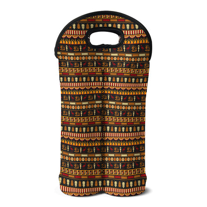 Ornament Egyptian Pattern Print Double Neoprene Wine Tote