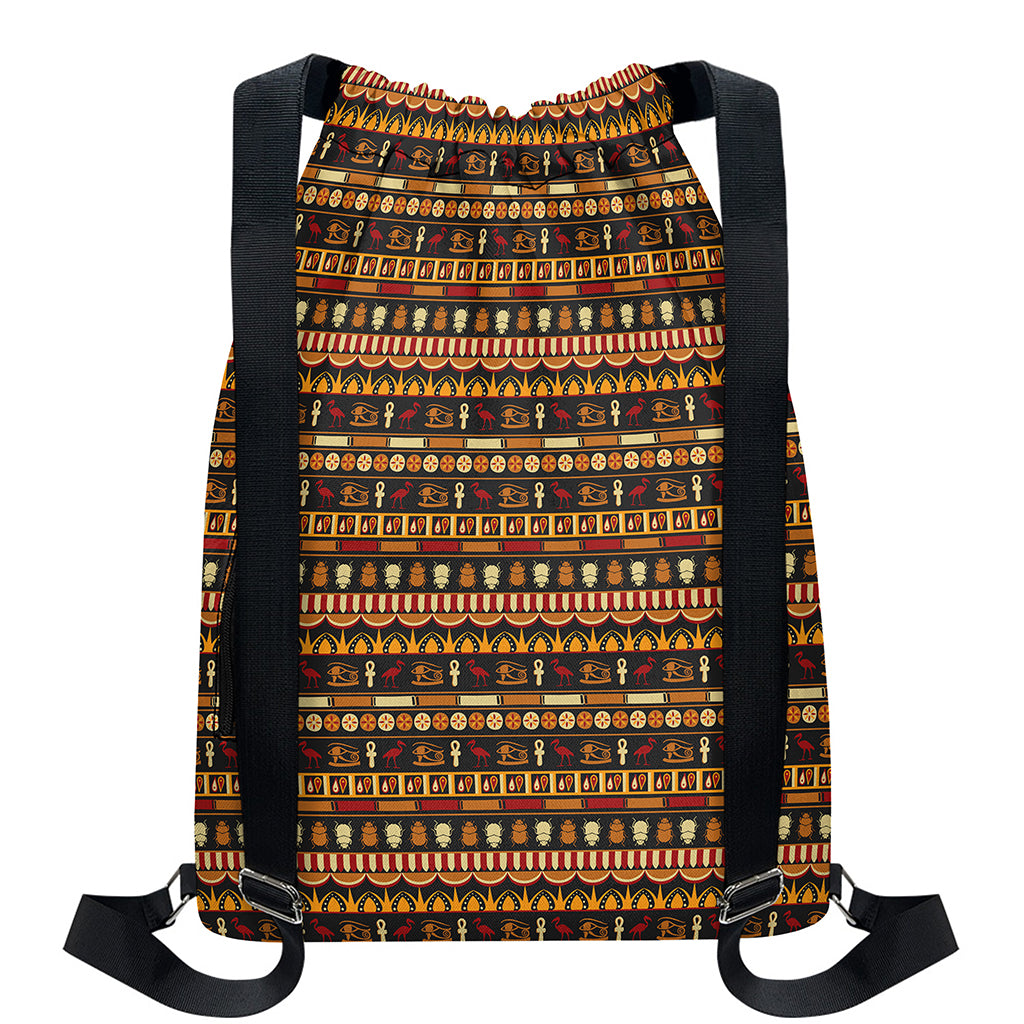 Ornament Egyptian Pattern Print Drawstring Backpack