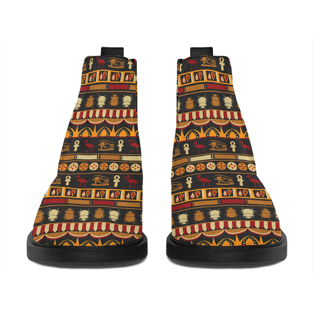 Ornament Egyptian Pattern Print Flat Ankle Boots